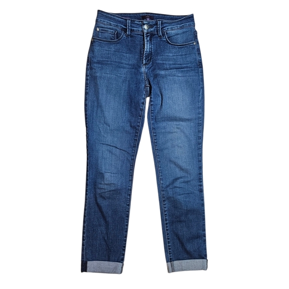 NYDJ Leanne Boyfriend Jeans Mid-rise Denim Cuffed Pants size 2 - Picture 2 of 9